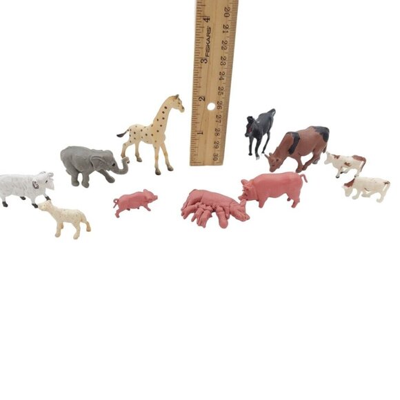 Vintage Lot Of Plastic Farm Animals Pig Cow Horse Giraffe Hong Kong 1950s - Picture 5 of 6